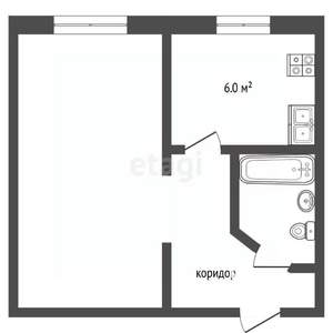 1-к квартира, вторичка, 29м2, 1/5 этаж