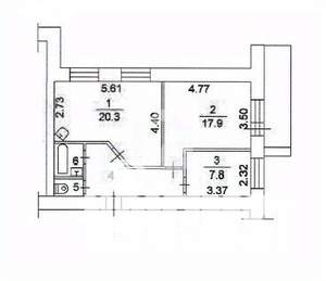 3-к квартира, вторичка, 58м2, 6/9 этаж