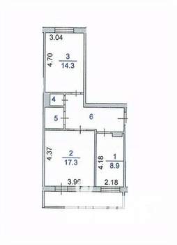 2-к квартира, вторичка, 54м2, 4/5 этаж