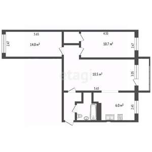 3-к квартира, вторичка, 58м2, 2/5 этаж
