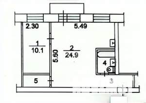 2-к квартира, вторичка, 44м2, 4/5 этаж