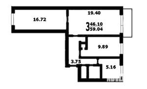 3-к квартира, вторичка, 61м2, 5/9 этаж