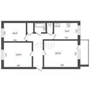 3-к квартира, вторичка, 57м2, 5/5 этаж