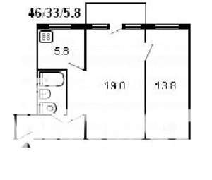 2-к квартира, вторичка, 46м2, 4/5 этаж