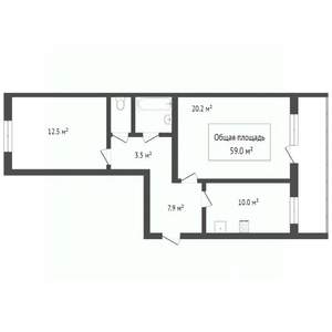 3-к квартира, вторичка, 59м2, 11/17 этаж