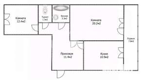 2-к квартира, вторичка, 60м2, 10/18 этаж