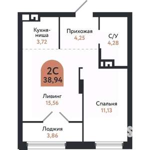 2-к квартира, вторичка, 39м2, 5/26 этаж