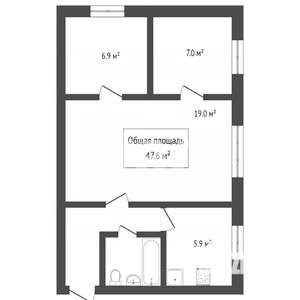 2-к квартира, вторичка, 47м2, 1/2 этаж