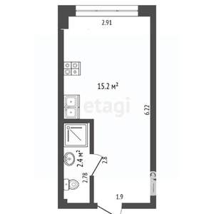 Студия квартира, вторичка, 18м2, 2/3 этаж