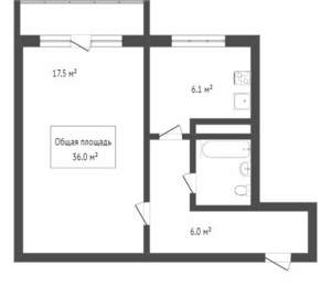 1-к квартира, вторичка, 31м2, 2/5 этаж