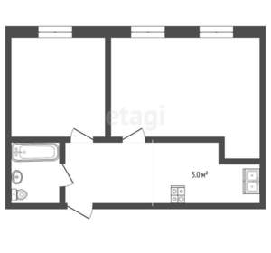 2-к квартира, вторичка, 42м2, 2/5 этаж