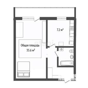 1-к квартира, вторичка, 36м2, 1/10 этаж