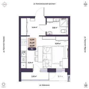 Студия квартира, вторичка, 25м2, 4/9 этаж