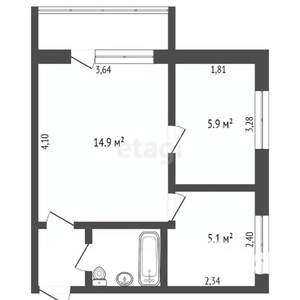 2-к квартира, вторичка, 31м2, 5/5 этаж