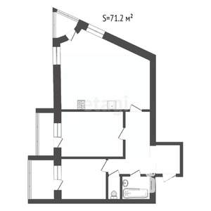 2-к квартира, вторичка, 71м2, 3/14 этаж