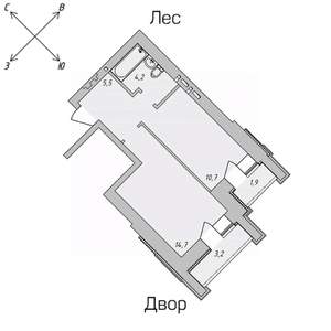 1-к квартира, строящийся дом, 37м2, 5/9 этаж