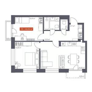 2-к квартира, вторичка, 67м2, 7/10 этаж