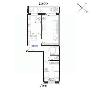 2-к квартира, вторичка, 63м2, 12/17 этаж
