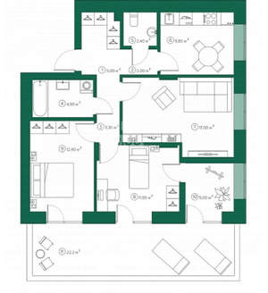 3-к квартира, вторичка, 78м2, 1/9 этаж