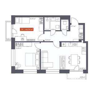 2-к квартира, вторичка, 67м2, 6/10 этаж