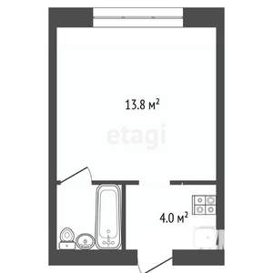 1-к квартира, вторичка, 20м2, 4/5 этаж