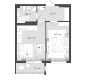 2-к квартира, вторичка, 40м2, 13/16 этаж