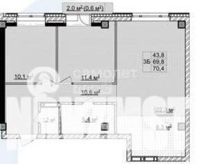 3-к квартира, вторичка, 70м2, 9/14 этаж