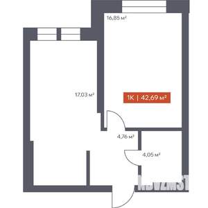 1-к квартира, вторичка, 43м2, 4/30 этаж