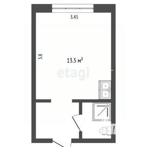 Студия квартира, вторичка, 19м2, 5/5 этаж