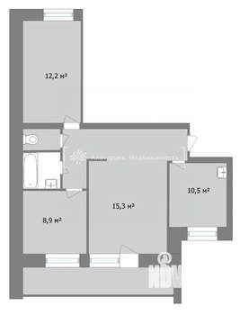 3-к квартира, вторичка, 59м2, 8/9 этаж