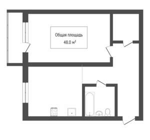 1-к квартира, вторичка, 48м2, 2/6 этаж
