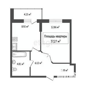 1-к квартира, вторичка, 35м2, 12/17 этаж