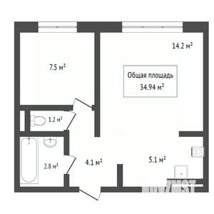 2-к квартира, вторичка, 35м2, 9/10 этаж