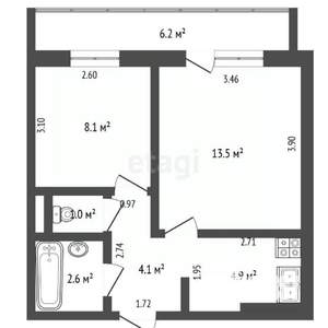 2-к квартира, вторичка, 34м2, 9/10 этаж