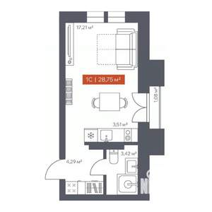 Студия квартира, вторичка, 29м2, 12/30 этаж