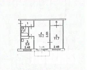 2-к квартира, вторичка, 43м2, 1/5 этаж