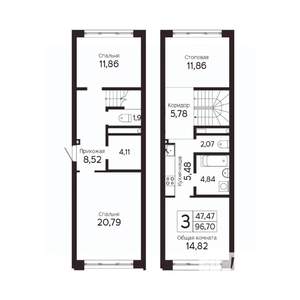 3-к квартира, вторичка, 97м2, 3/23 этаж