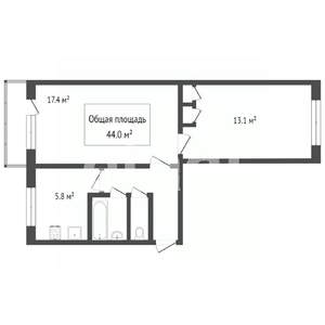 2-к квартира, вторичка, 43м2, 3/5 этаж
