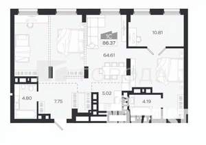 1-к квартира, вторичка, 86м2, 26/26 этаж