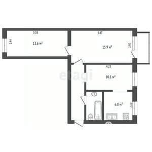 3-к квартира, вторичка, 56м2, 3/5 этаж