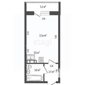 Студия квартира, вторичка, 20м2, 10/10 этаж