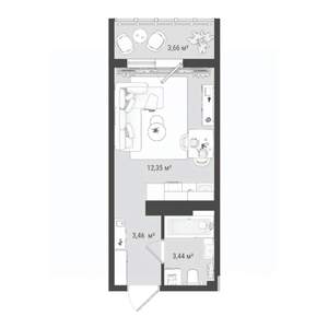 Студия квартира, строящийся дом, 23м2, 6/16 этаж