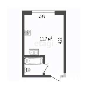 Студия квартира, вторичка, 12м2, 1/5 этаж