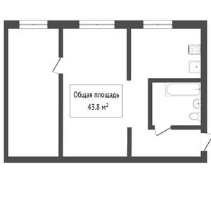 2-к квартира, вторичка, 46м2, 1/5 этаж
