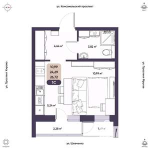 Студия квартира, вторичка, 25м2, 2/9 этаж