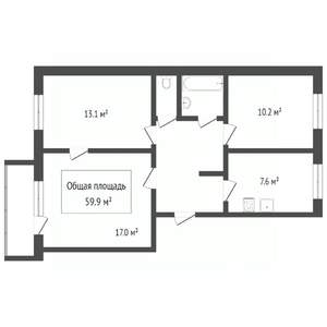 3-к квартира, вторичка, 60м2, 4/5 этаж