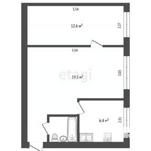 2-к квартира, вторичка, 42м2, 1/5 этаж