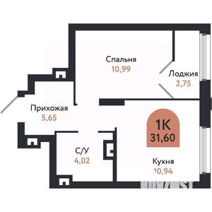 1-к квартира, вторичка, 32м2, 7/26 этаж