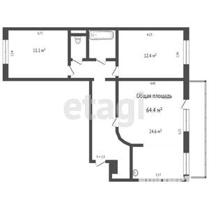 3-к квартира, вторичка, 70м2, 2/10 этаж
