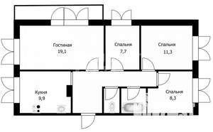 4-к квартира, вторичка, 70м2, 6/10 этаж